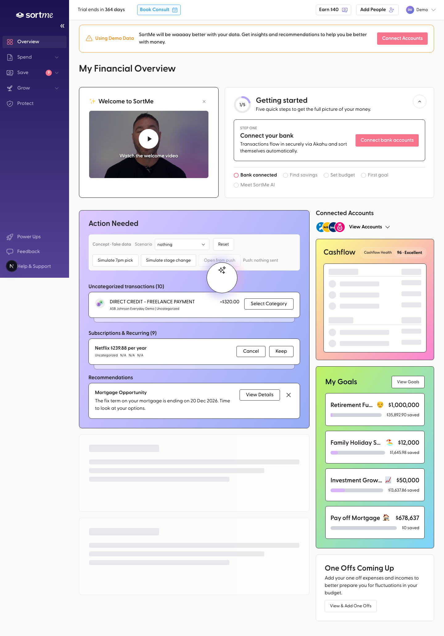 Open My Overview on a day with no card (desktop)