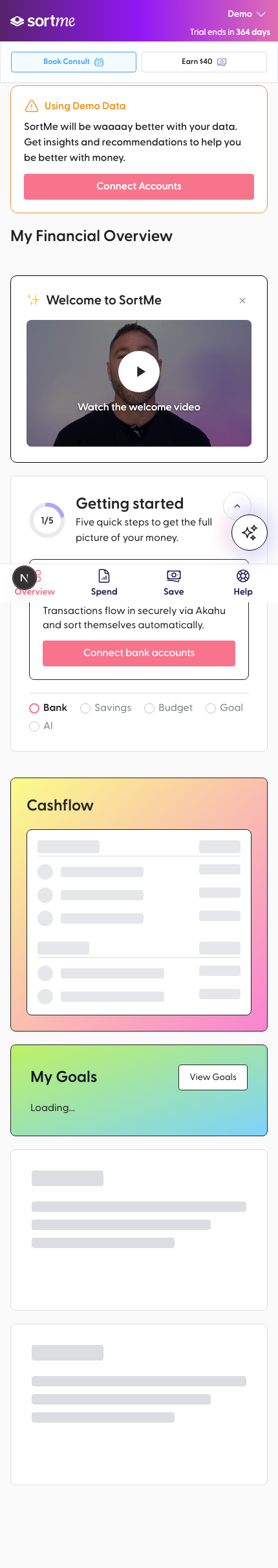 Open My Overview on a day with no card (mobile)