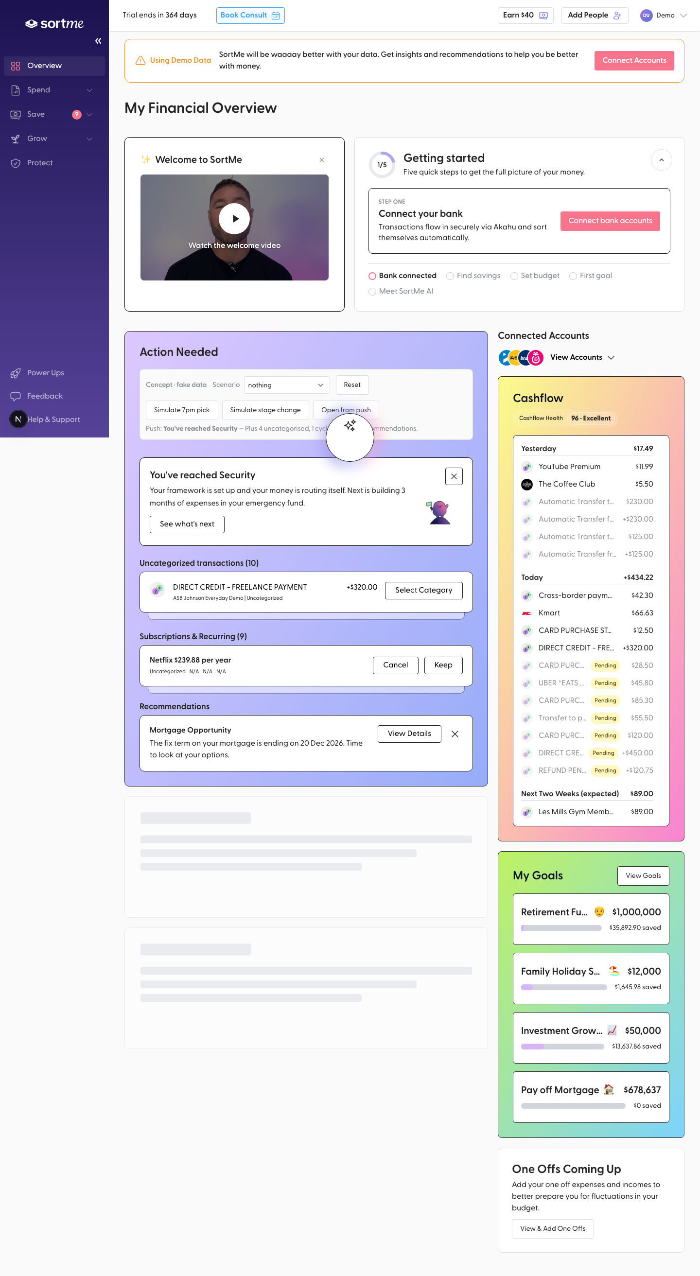 Simulate the household reaching Security (desktop)